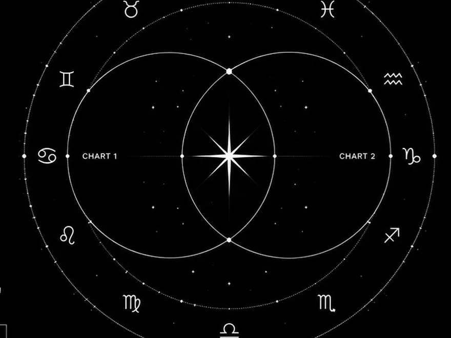 Two overlapping birth chart circles illustration